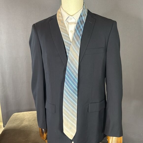Vintage Givency Gentleman Paris For Carter Holmes Blue & Gray Striped Tie 54” - Picture 1 of 13
